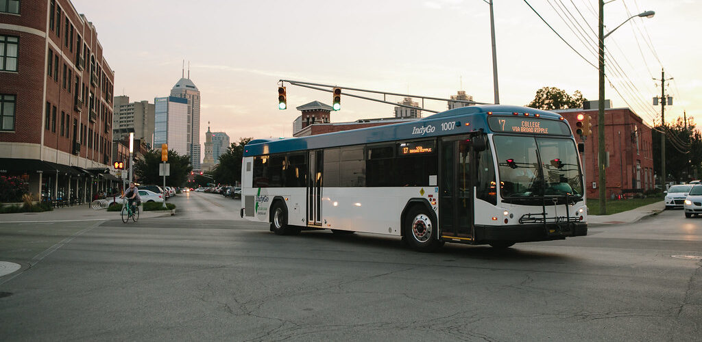 IndyGo Bus Driving near Downtown Indianapolis